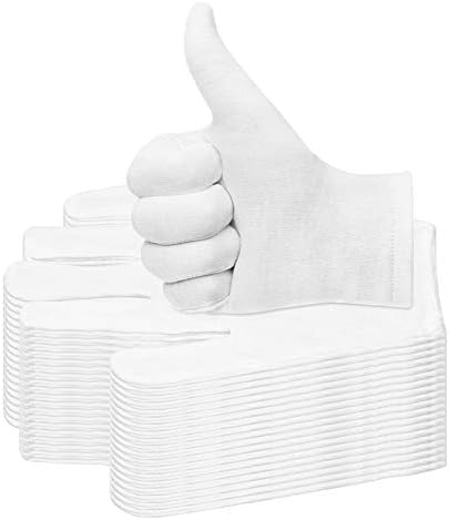 20 Pairs Cotton Gloves for Dry Hands, Paxcoo White Cotton Gloves for Eczema, Cosmetic Moisturizing and Jewelry Inspection, Medium Size