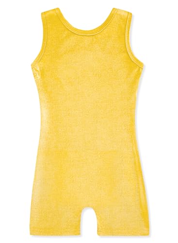 HOZIY Gymnastics Leotards for Girls Toddlers 5t Size 5-6 Years Little Girl Biketards Unitards Dance Tumbling Outfits Solid Color Gold Glitter