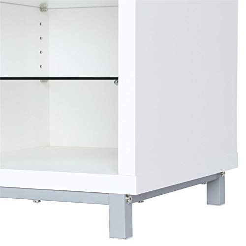 Ameriwood Home Lumina Fireplace TV Stand for TVs up to 70 Inch, Replaceable Electric Fireplace Insert Heater, Remote Control, Timer, Color Changing LED Lights, Crystal Ember Flames, White