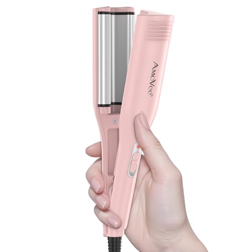 Hair Crimper, Professional 1/2 Inch Curling Iron, 3 Ceramic Barrels Hair Waver with Small Negative Ions, Dual Voltage for Home and Travel