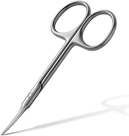 BEZOX Extra Fine Curved Cuticle Scissors, Super Thin Nail Scissors for Cutical Care Only, Professional Manicure Small Scissors, Stainless Steel CuticleTrimmer, 1 pcs
