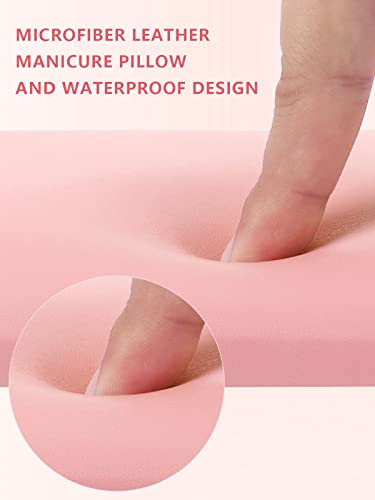 Big Arm Rest for Nails Cushion, Microfiber Leather Hand Rest for Nails Tech, Hand Rest Pillow for Nails Toenails, Detachable Nail Art Accessories Tool for Nails Tech (Pink)