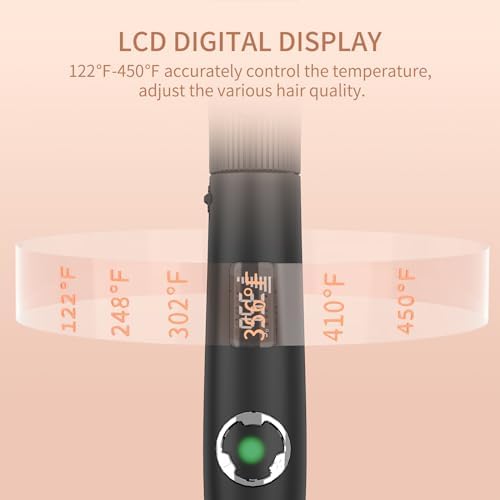 1 1/4 Inch Curling Iron with Clipped Tourmaline Ceramic Barrel Professional 1.25 Inch Hair Curler up to 450°F Dual Voltage for Traveling 60 Mins Auto Off Suit for Different (Black, 1.25 Inch)