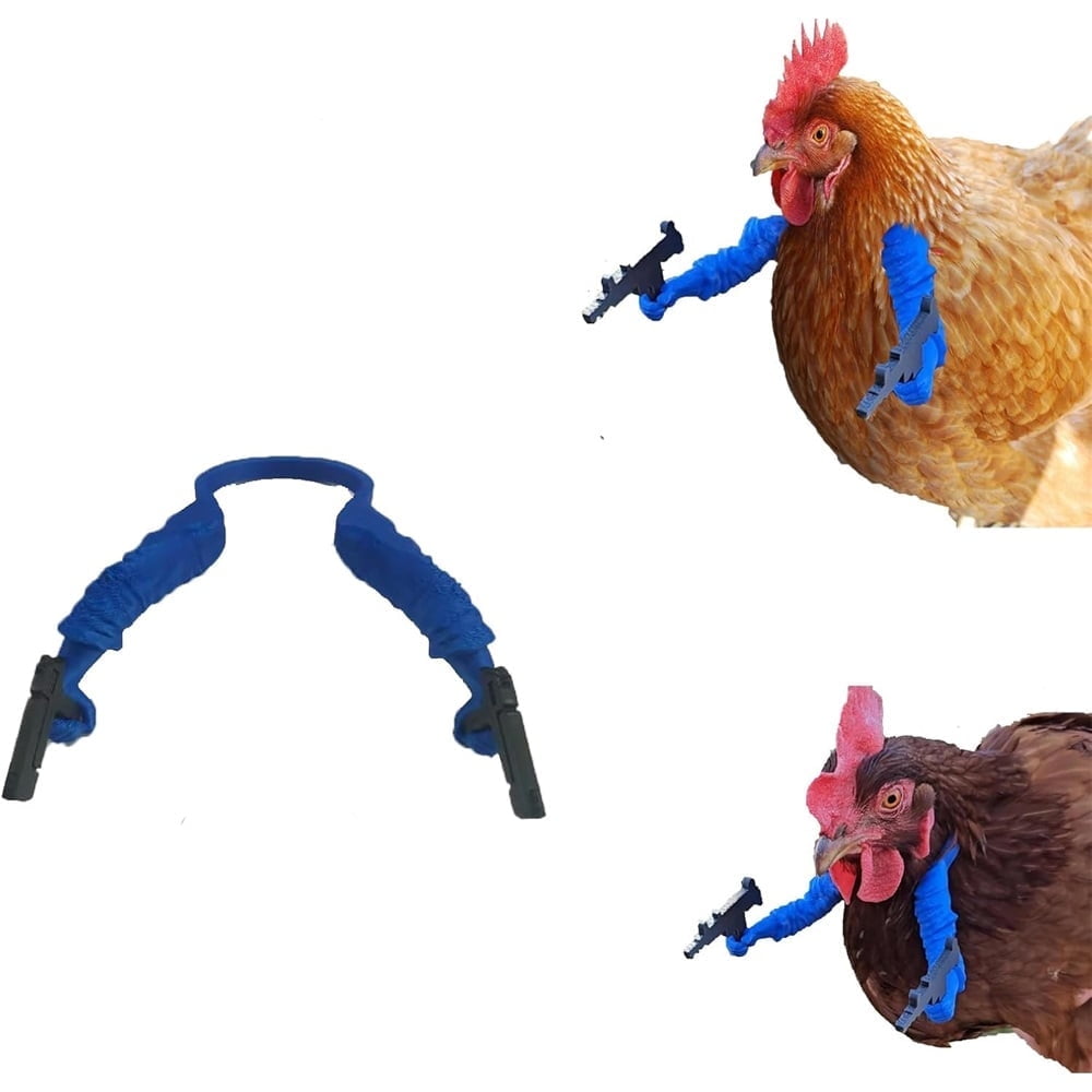 3D Printed Poultry Arm Accessories –Chicken arms to Put on Chickens, Roosters & Farm Pranks! Hilarious Coop Decor, Neck-Mounted Toy Gifts(Blue, 1)