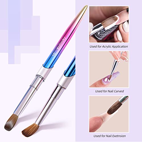 100% Kolinsky Acrylic Nail Brush,3D Pure Handmade Round Shape Size 12 Nail Brushes for Acrylic Application, Professional Nail Art Brush Manicure for Professional Manicure DIY Home Salon(#12)