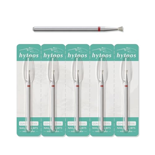 HYTOOS 3mm Inverted Cone Cuticle Clean Nail Drill Bits, 5Pcs/Set Russian Diamond Nail Bit Professional Safety Under Nail Cleaner Burr for Cuticle Dead Skin, Electric Nails Drill Accessories, Fine