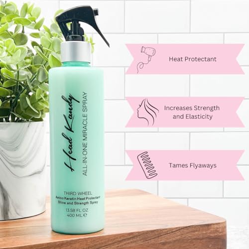 Head Kandy Heat Protectant Spray For Hair | The Third Wheel | Thermal Protection Spray With Amino Keratin | Protects Against Heat Damage, Breakage, Humidity | 13.5 oz