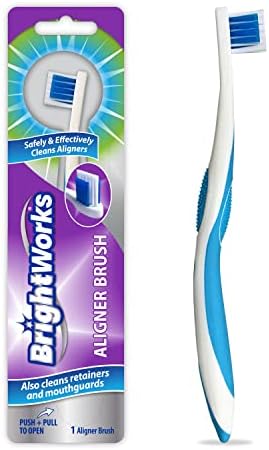 BrightWorks Aligner Brush (3 Pack) Safely and Effectively Cleans Aligners, Retainers, Mouth Guards, and Night Guards. Easy to Use and Safe for Most Dental Appliances.