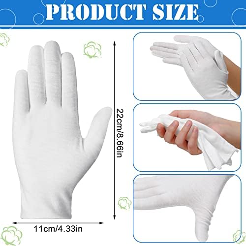 240 Pcs Cotton Gloves Cotton Bulk Pack Moisturizing Gloves Overnight Soft Cotton Gloves Uniform Gloves Coin Inspection Gloves Art Handling Gloves for Man and Woman (White)