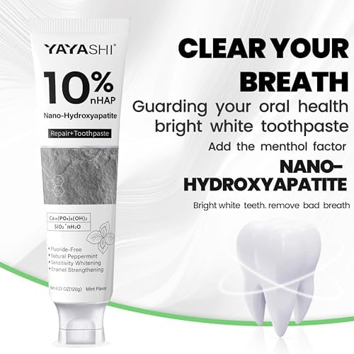 2PCS Hydroxyapatite Toothpastes 10%,Fluoride-Free Toothpaste, Gentle Mint, Fresh Breath, Daily Use for Oral Health 4.23oz (2pcs)