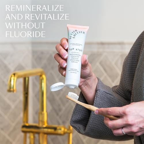 Better & Better Kids Toothpaste | Natural Hydroxyapatite Toothpaste Infused w/Calcium & Vitamins D, E, B12 | Fluoride & SLS Free for Sensitive Brushers | Watermelon Flavor | 3.4oz, 1 Pack