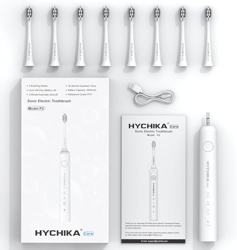 240 Days Battery Life Rechargeable Electric Toothbrush for Adults,with 2500mAH Large Capacity, 8 Pack Replacement Brushheads,3 Classic Modes,2 Min Smart Timer Battery Toothbrush,White
