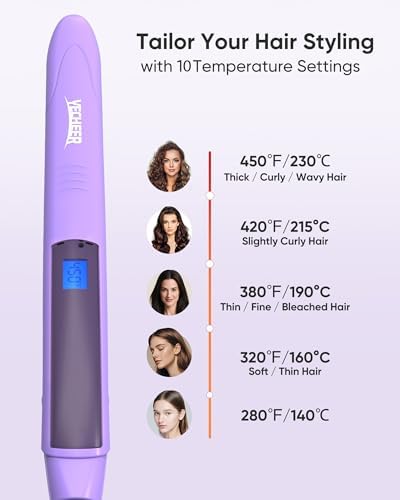 1" Ceramic Flat Iron With Vibrating Plates, Dual Voltage Travel Hair Straightener for Women - Ionic & Volcanic Mineral Technology to Lock in Moisture, Straightener and Curler, 10 Heat Settings