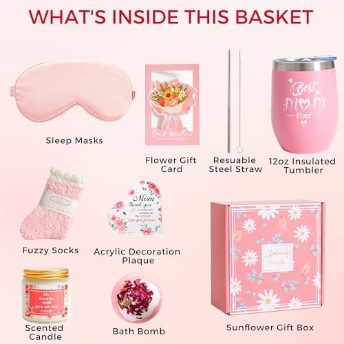 Birthday Gift Basket For Mom,Mothers Day Ideas Gift Box from Daughter Son Best Ever New Set Relaxing SPA Gifts Get Well Soon Thanksgiving Christmas Presents
