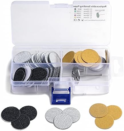 150pcs Sandpaper Disc and 1pcs Metal Bit, 3/32 Shank Replaceable Pedicure Sanding Disc Bit for Dead Skin Callus Removal Electric Foot File Tools