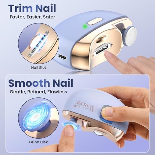 2025 Upgraded Electric Nail Clipper, 2 in 1 Electric Polishing Automatic Nail Clippers, Baby Nails Trimmer with Debris Storage & LED Light, Fingernail Clipper for Men/Women/Seniors/Adult/Kids
