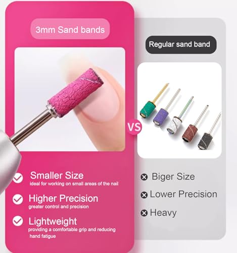 200Pcs Mini Nail Drill Bits Small Sanding Bands for Nail Drill with 3 mm Mandrel Bit, 80 120 180 240 Fine Grit Nail File for Acrylic Nails Gel Manicures and Pedicure (200pcs)