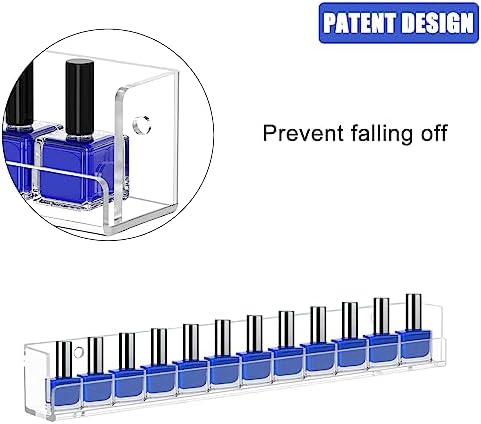 4 Pack Nail Polish Rack Wall Mounted Shelf, Clear Acrylic Nail Polish Organizer Display,Clear Nail Polish Wall Rack Nail Supplies for Nail Techs