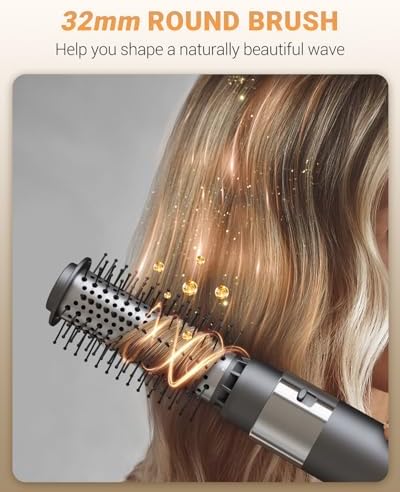 Hair Dryer Brush 6 in 1 Professional Hot Air Styler, 110,000 RPM High-Speed Negative Ionic Hair Dryer, Auto Wrap Curler Frizz-Free Blow Dryer Brush for Curling Volumizing Straightening Styling
