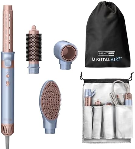 INFINITIPRO by CONAIR DigitalAIRE Multi Hair Styler, Air Styling System for Curls, Waves, Blowouts & Volume, 4 Attachments to Personalize Your Look Plus Storage Bag, Light Blue