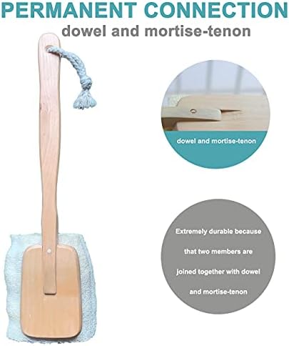 2 Pack Natural Exfoliating Loofah luffa loofa Bath Brush On a Stick - with Long Wooden Handle Back Brush for Men & Women - Shower Sponge Body Back Scrubber
