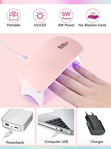 42 Colors Acrylic Nails Kit with Drill and UV Light - Acrylic Nail Powder, Glitter and Monomer Liquid Kit with Storage Bag, 5PCS Practice Fingers