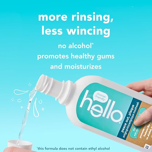 Hello Peace Out Plaque, Antigingivitis Alcohol Free Mouthwash, Natural Mint with Aloe Vera and Coconut Oil, Fluoride Free, Vegan, SLS Free and Gluten Free, 16 Ounce (Pack of 3)