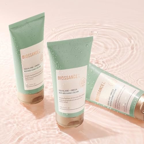 Biossance Squalane + Omega Repair Hand Cream – Deeply Moisturizes & Protects Dry Hands – Squalane, Omega-3,6,9, Vitamin E, Vegan Glycerin – Boosts Radiance – Strengthens Skin Barrier, 2.5 oz