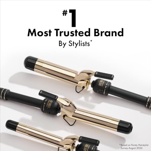 HOT TOOLS 24K Gold Extended Barrel Oval Tapered Curling Wand for Bouncy Curls | No Clamp for Quick and Easy Styling, Fan-Favorite 24K Gold Technology for Long-Lasting Results