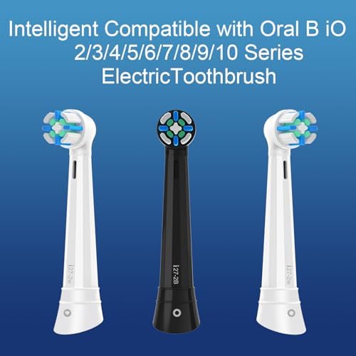 IO Replacement Heads Intelligent Compatible with Oral B iO 2 3 4 5 6 7 8 9 10 Series Electric Toothbrush, 8 Pack IO Brush Heads with Medium Soft Bristles for Gum Care & Sensitive Teeth (Black)