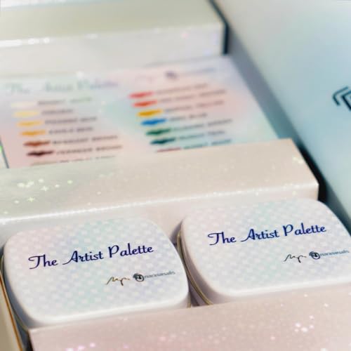 16 colours Narina The Artist Palette x MPA with mixing pad, 2 mini palettes, 24 grids for Nail Art, Solid colour 5g each High Pigment & Coverage.