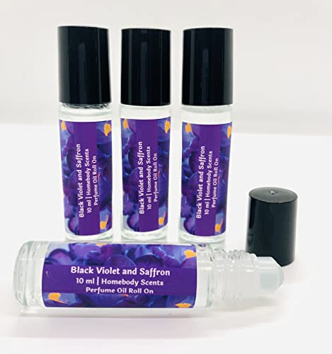 Black Violet and Saffron 10 ml Perfume Roll On, Floral Perfume, Violet Perfume, Fall Scent Perfume, Natural Ingredients, Cruelty Free, Travel Size Perfume by Homebody Scents