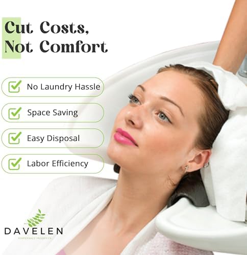 DAVELEN Disposable Large Luxury Towels (50-Count) Spa and Salon Quality Softness for Guests, Clients | Hair, Face, Body Use | Luxurious Comfort, Ecofriendly | Towels Size: 31.5” x 15 (white)