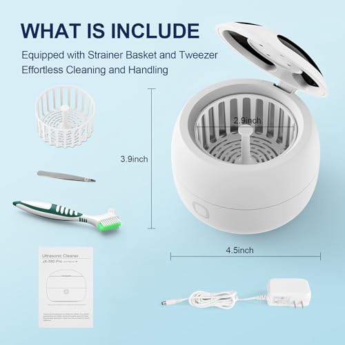 2025 Ultrasonic Retainer Cleaner Machine – 45kHz Retainer Cleaner for Night Guards, Mouth Guards, Dentures – 24W Dental Ultrasonic Cleaner with 4 Modes, 200ML – Great Gift for Braces Users