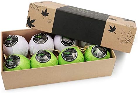 Hemp Bath Bombs, Large Set of 8. Mint, Lavender & Hemp Scents. Vegan, Muscle Therapy, Relaxing & Soothing