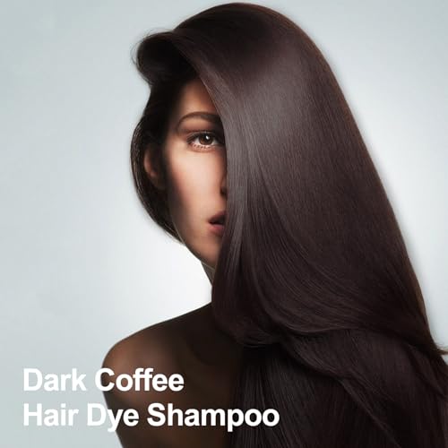 Hair Dye Shampoo 3 in 1, Dark Coffee Hair Dye 16.9 FL Oz, Hair Shampoo, Semi-Permanent Hair Color Shampoo Lasts 30 Days (Dark Coffee)