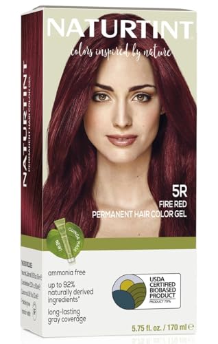 Naturtint 5R Fire Red Permanent Hair Color (Pack of 1), Ammonia Free, Vegan, Cruelty Free, up to 100% Gray Coverage, Long Lasting Results (Packaging may vary)