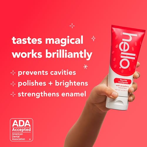 hello Wild Strawberry Kids Toothpaste with Fluoride, Strawberry Toothpaste for Kids, Safe for Ages 2 and Up, Helps Prevent Cavities, Strengthen Enamel, and Polishes Teeth, ADA Approved, 3 Pack, 4.2 Oz