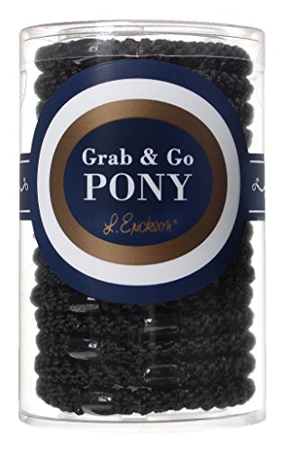 Black Hair Ties for Thick Hair, Grab & Go Pony Tube, 15 Pack, Black Pack, Thick No-Crease Bands with Strong Hold, Damage-Free Design, Sleek Everyday Style | L. Erickson