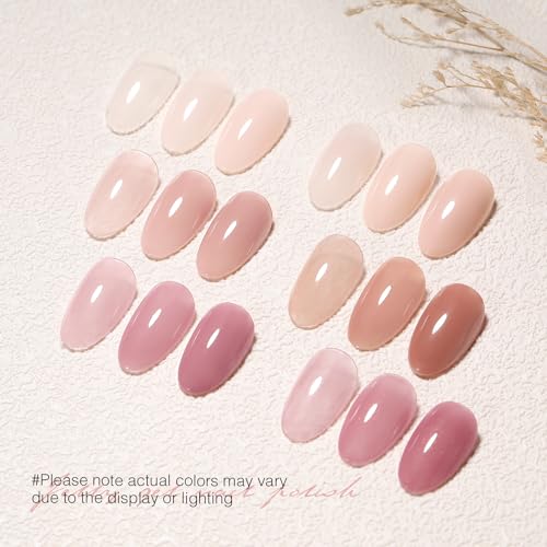 Jelly Nude Gel Nail Polish Set 6 Colors Neutral Sheer Light Pink Purple Gel Polish Kit Translucent Soak off Uv Nail Gel Diy Manicure 2024 New Nail Trend Nail Polish Gift