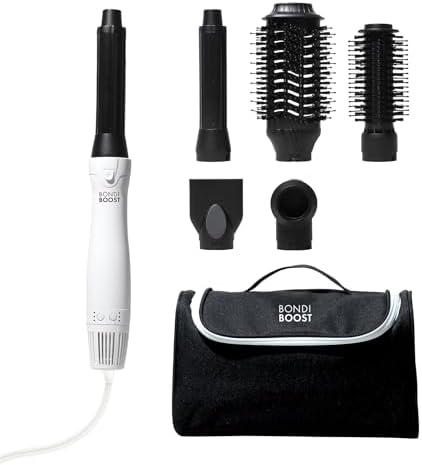 BONDIBOOST 6-in-1 Everlast Airstyler System - Wet to Dry Hair Styler, Hair Dryer Brush with Curlers, Round Brushes, Dryer & Concentrator Attachments, Versatile Heat & Airflow Settings + All Hair Types
