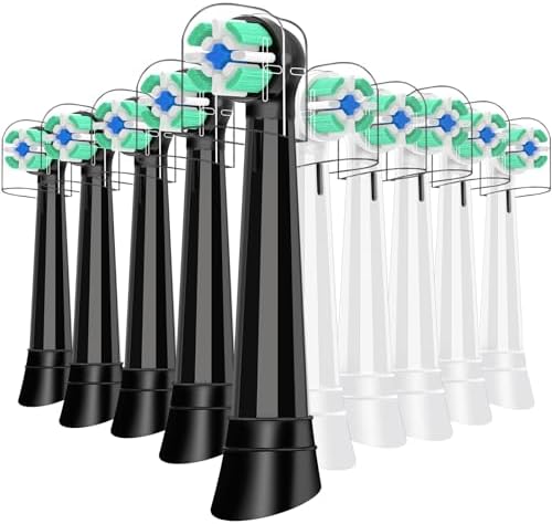 10PCS Replacement Heads Compatible with Oral B iO 2 3 4 5 6 7 8 9 10 Series Electric Toothbrush, IO Brush Heads Compatible with Oral B, Medium Bristles for Teeth Clean & Gums Care (Black/White)