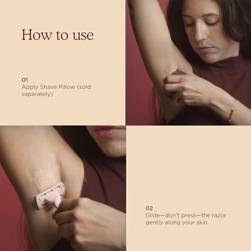 HANNI Weighted Dermaplane Razor with Blades, Safety Shaver for Women, Bikini and Sensitive Area Hair Remover, Smooth Glide Long Handle, Blush