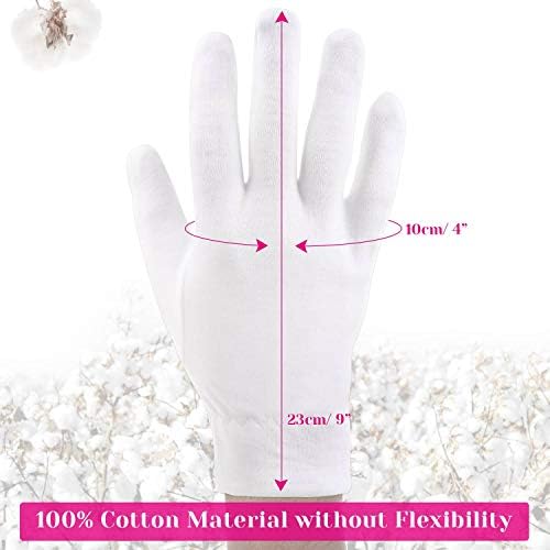 100 Percent Cotton Gloves for Dry Hands Eczema, Selizo 10 Pairs White Cotton Gloves for Women Dry Hands Moisturizing Cosmetic Sensitive Irritated Skin Spa