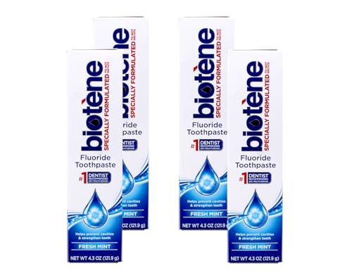 Biotene Dry Mouth Toothpaste, Fresh Mint Original, 4.5-Ounce Box (Pack of 4)
