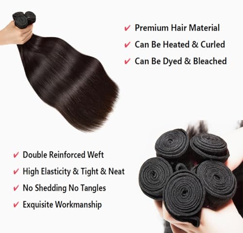 10A Straight Bundles Human Hair 20 22 24 Inch Straight Hair 3 Bundles Unprocessed Brazilian Virgin Human Hair Extension Double Weft Natural Black