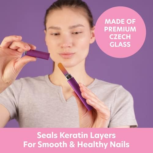 Bona Fide Beauty - Premium Czech Glass Fingernail File with Case - Gentle, Durable & Professional Manicure Tool - Beauty Gift for Women (Gold Violet)