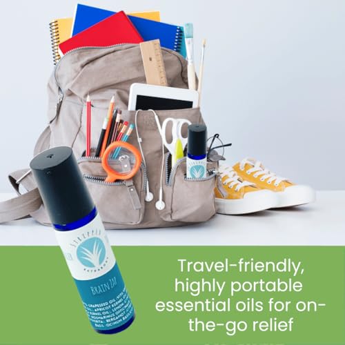 BRAIN ZAP Aromatherapy Roll On (12ml) for Energy, Focus, Mental Clarity, and Inspiration |Mood Lifting Citrus, Mint and Herbal Fragrance |Natural Study Aid | Birthday Gift | Wellness Stocking Stuffer