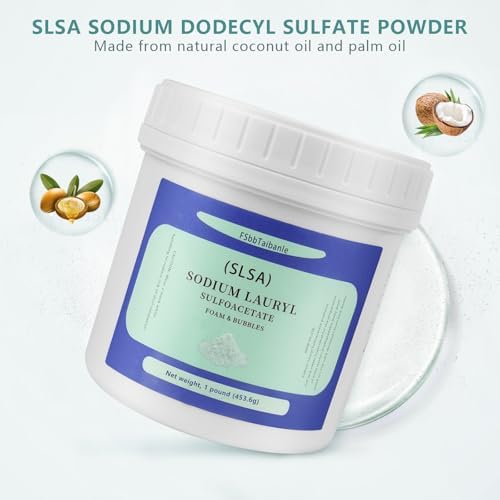 1 Pound of SLSA Powder for Bath Bomb Making, Premium Sodium Lauryl Sulfoacetate Powder, Sodium Lactate for soap Making, Gentle on The Skin. Suitable for Bath TrufflesCrafting Bath Bombs and More