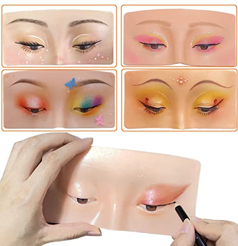 3D Reusable Makeup Mannequin - Practice Face Board with Eyeshadow Palette for Makeup Artists & Beginners